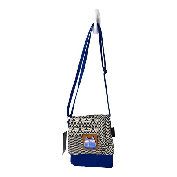 Laurel Burch Handbags - Laurel Burch Blue Aztec Print Cat Crossbody Mini Bag Handbag Purse NEW with Tags